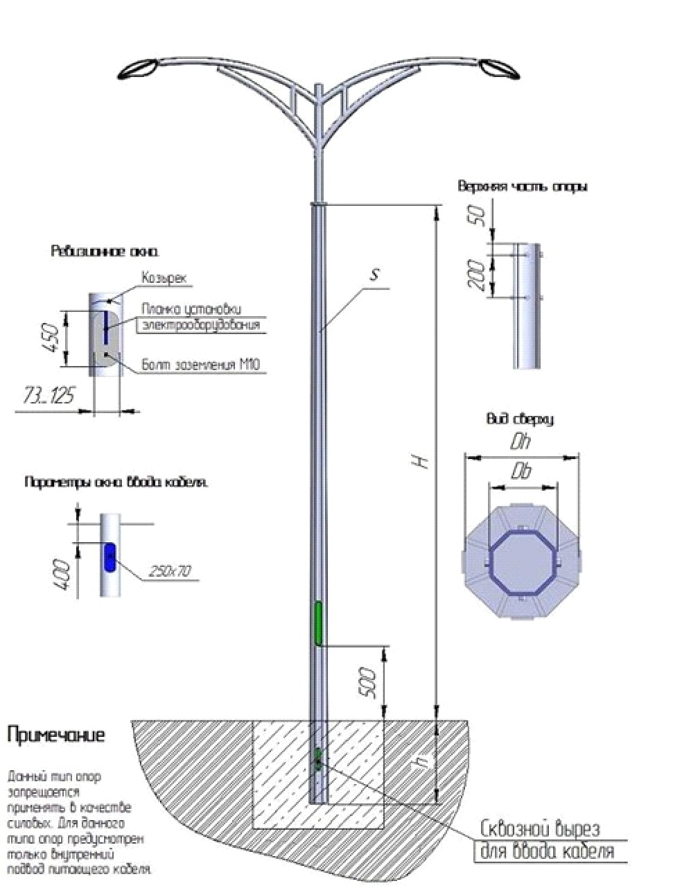Многогранные металлические опоры освещения